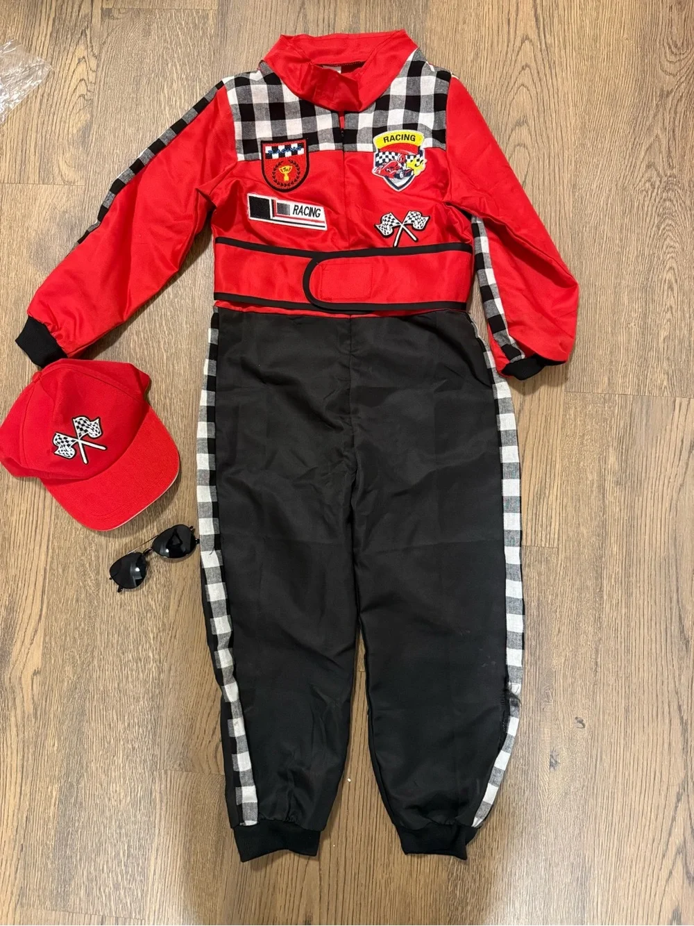 Red Racing Driver Kids Costume with Cap size 7-8